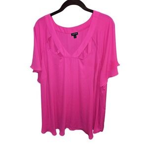 Torrid Women's Pink Short Sleeve Cutout Neck Plus Size Top SZ 4